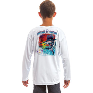 SAND.SALT.SURF.SUN Saltwater Fish Sailfish Youth UPF 50+ UV Sun Protection Performance Long Sleeve T-Shirt
