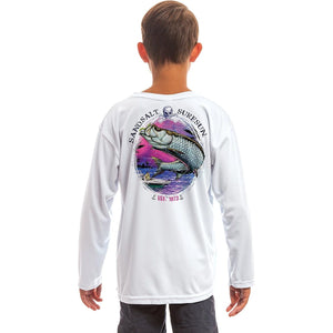 SAND.SALT.SURF.SUN Saltwater Fish Tarpon Youth UPF 50+ UV Sun Protection Performance Long Sleeve T-Shirt