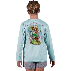 SAND.SALT.SURF.SUN Secretly a Mermaid Youth UPF 50+ UV Sun Protection Performance Long Sleeve T-Shirt