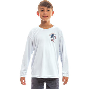 SAND.SALT.SURF.SUN Marlin Flag Youth UPF 50+ UV Sun Protection Performance Long Sleeve T-Shirt