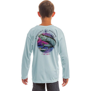 SAND.SALT.SURF.SUN Saltwater Fish Tarpon Youth UPF 50+ UV Sun Protection Performance Long Sleeve T-Shirt