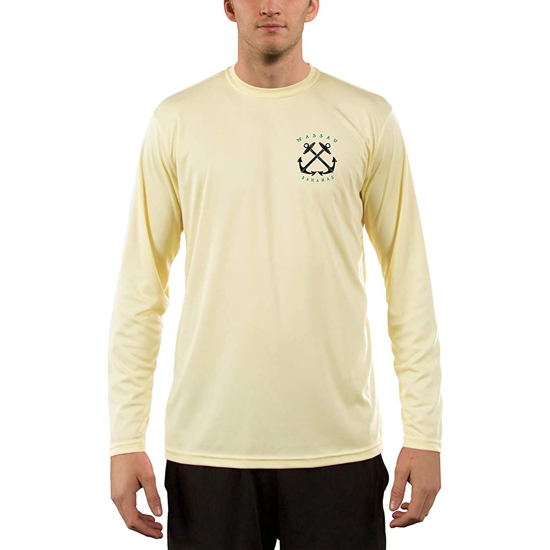 SAND.SALT.SURF.SUN. Sailing Anchor Blue Nassau Men's UPF 50+ UV Sun Protection Performance Long Sleeve T-Shirt XX-Large / White