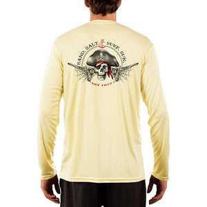 SAND.SALT.SURF.SUN. Vintage Pirate Men's UPF 50+ UV Sun Protection Performance Long Sleeve T-Shirt