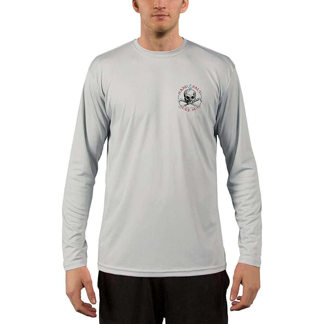 SAND.SALT.SURF.SUN. Pirate Octopus Men's UPF 50+ UV Sun Protection Performance Long Sleeve T-Shirt Medium / Pearl Grey