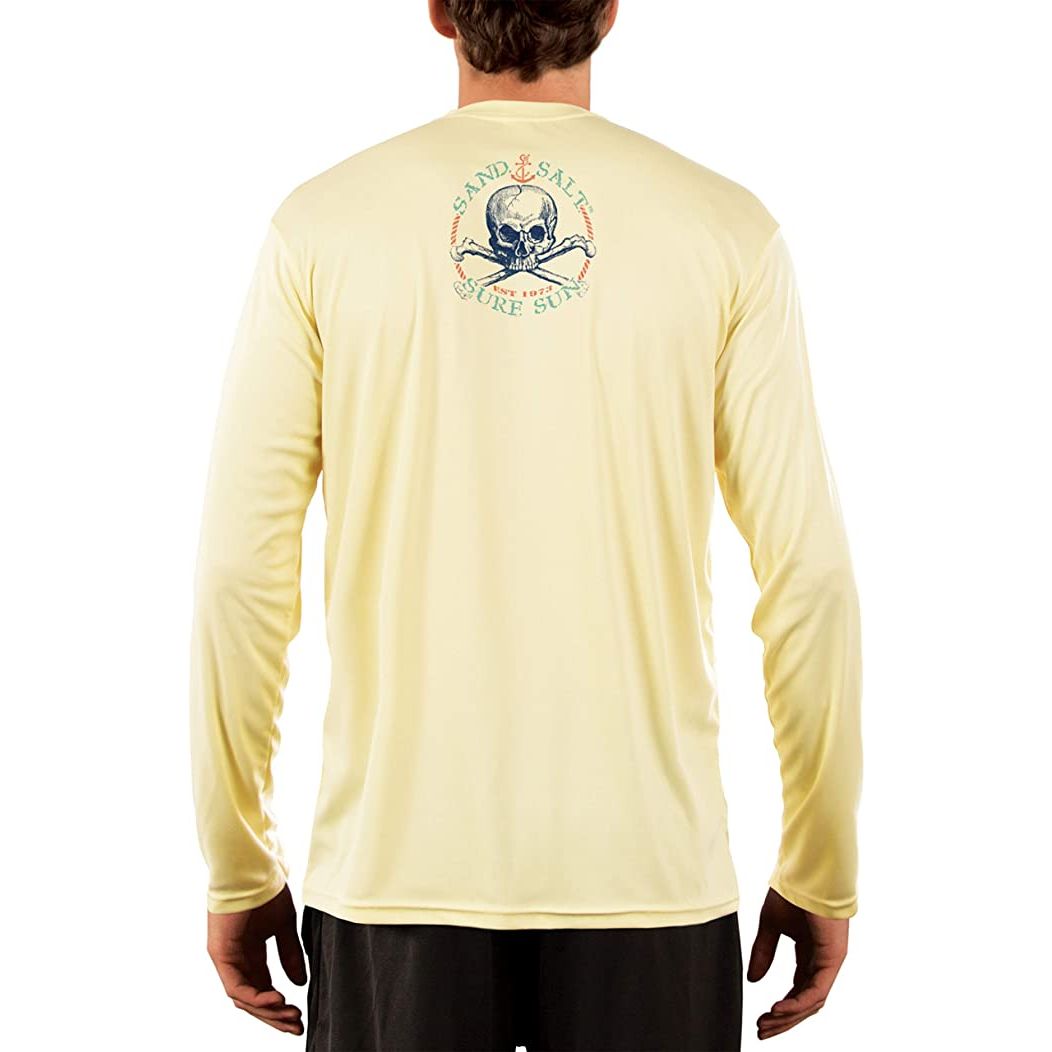SAND.SALT.SURF.SUN. Vintage Shark Men's UPF 50+ UV Sun Protection Performance Long Sleeve T-Shirt X-Large / Seagrass