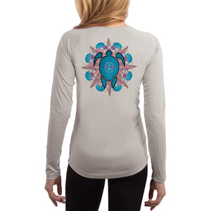 SAND.SALT.SURF.SUN. Turtle Shells Women's UPF 50+ UV Sun Protection Performance Long Sleeve T-Shirt