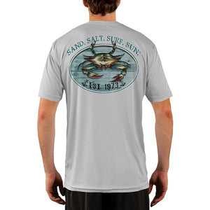 SAND.SALT.SURF.SUN. Crab Men's UPF 50+ UV Sun Protection Performance Short Sleeve T-Shirt