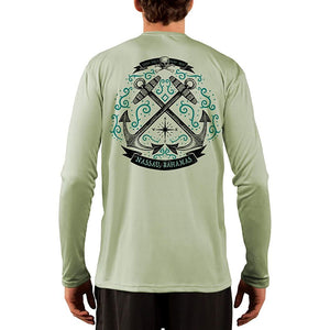 SAND.SALT.SURF.SUN. Sailing Anchor Blue Nassau Men's UPF 50+ UV Sun Protection Performance Long Sleeve T-Shirt