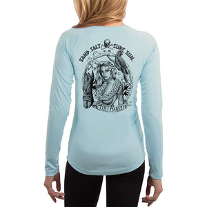 SAND.SALT.SURF.SUN. Tiki Girl Women's UPF 50+ UV Sun Protection Performance Long Sleeve T-Shirt