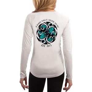 SAND.SALT.SURF.SUN. Dolphin Tribal Women's UPF 50+ UV Sun Protection Performance Long Sleeve T-Shirt