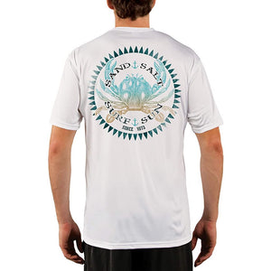SAND.SALT.SURF.SUN. Vintage Crab Men's UPF 50+ UV Sun Protection Performance Short Sleeve T-Shirt