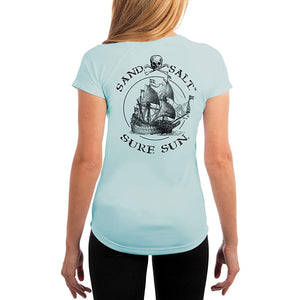 SAND.SALT.SURF.SUN. Vintage Ship Women's UPF 50+ UV Sun Protection Performance Short Sleeve T-Shirt
