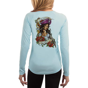SAND.SALT.SURF.SUN. Pirate Girl Women's UPF 50+ UV Sun Protection Performance Long Sleeve T-Shirt