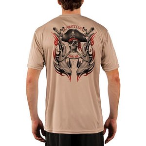 SAND.SALT.SURF.SUN. Pirate Life with Sharks Men's UPF 50+ UV Sun Protection Performance Short Sleeve T-Shirt