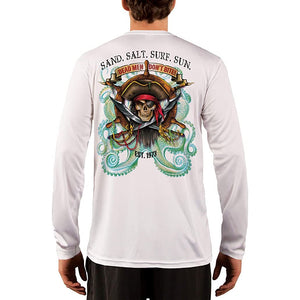 SAND.SALT.SURF.SUN. Pirate Octopus Men's UPF 50+ UV Sun Protection Performance Long Sleeve T-Shirt