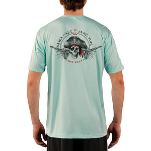 SAND.SALT.SURF.SUN. Vintage Pirate Men's UPF 50+ UV Sun Protection Performance Short Sleeve T-Shirt