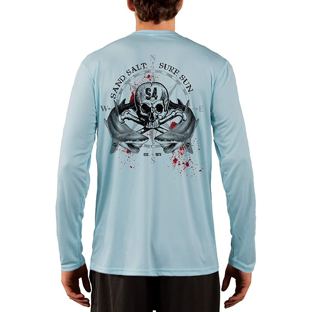 SAND.SALT.SURF.SUN. Shark Blood Men's UPF 50+ UV Sun Protection Performance Long Sleeve T-Shirt Small / Seagrass