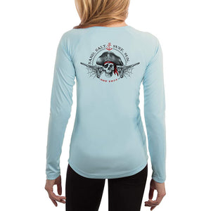 SAND.SALT.SURF.SUN. Vintage Pirate Women's UPF 50+ UV Sun Protection Performance Long Sleeve T-Shirt