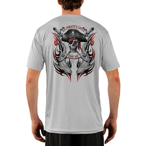 SAND.SALT.SURF.SUN. Pirate Life with Sharks Men's UPF 50+ UV Sun Protection Performance Short Sleeve T-Shirt