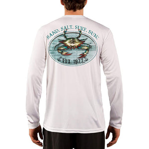 SAND.SALT.SURF.SUN. Crab Men's UPF 50+ UV Sun Protection Performance Long Sleeve T-Shirt
