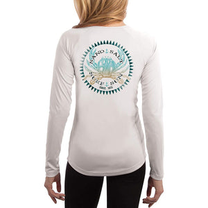 SAND.SALT.SURF.SUN. Vintage Crab Women's UPF 50+ UV Sun Protection Performance Long Sleeve T-Shir