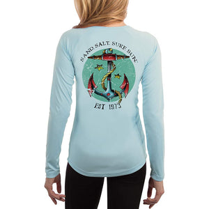 SAND.SALT.SURF.SUN. Traditional Tattoo Anchor Women's UPF 50+ UV Sun Protection Performance Long Sleeve T-Shirt