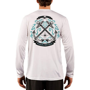 SAND.SALT.SURF.SUN. Sailing Anchor Blue Nassau Men's UPF 50+ UV Sun Protection Performance Long Sleeve T-Shirt