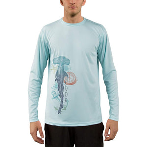 SAND.SALT.SURF.SUN. Vintage Shark Men's UPF 50+ UV Sun Protection Performance Long Sleeve T-Shirt
