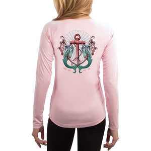 SAND.SALT.SURF.SUN. Sailing Vintage Mermaid Ladies Women's UPF 50+ UV Sun Protection Performance Long Sleeve T-Shirt
