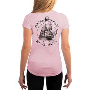 SAND.SALT.SURF.SUN. Vintage Ship Women's UPF 50+ UV Sun Protection Performance Short Sleeve T-Shirt