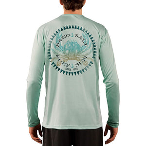 SAND.SALT.SURF.SUN. Vintage Crab Men's UPF 50+ UV Sun Protection Performance Long Sleeve T-Shirt