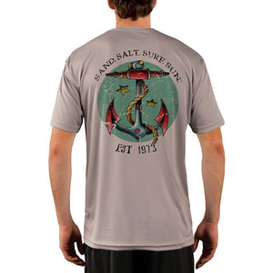 SAND.SALT.SURF.SUN. Traditional Tattoo Anchor Men's UPF 50+ UV Sun Protection Performance Short Sleeve T-Shirt