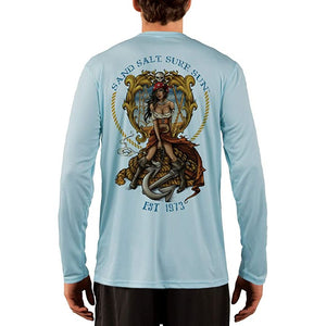 SAND.SALT.SURF.SUN. Pirate Girl Anchor Men's UPF 50+ UV Sun Protection Performance Long Sleeve T-Shirt