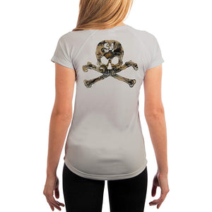 SAND.SALT.SURF.SUN. Skull Women's UPF 50+ UV Sun Protection Performance Short Sleeve T-Shirt