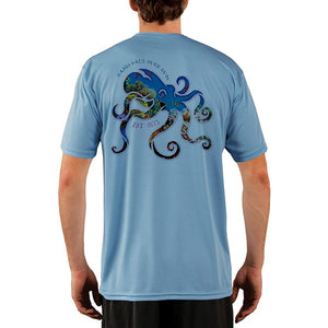 SAND.SALT.SURF.SUN. Coral Octopus Men's UPF 50+ UV Sun Protection Performance Short Sleeve T-Shirt
