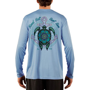 SAND.SALT.SURF.SUN. Mandala Turtle Men's UPF 50+ UV Sun Protection Performance Long Sleeve T-Shirt