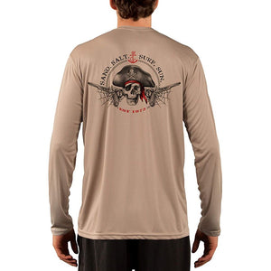 SAND.SALT.SURF.SUN. Vintage Pirate Men's UPF 50+ UV Sun Protection Performance Long Sleeve T-Shirt