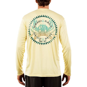 SAND.SALT.SURF.SUN. Vintage Crab Men's UPF 50+ UV Sun Protection Performance Long Sleeve T-Shirt