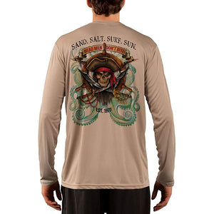 SAND.SALT.SURF.SUN. Pirate Octopus Men's UPF 50+ UV Sun Protection Performance Long Sleeve T-Shirt