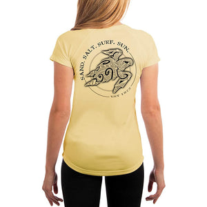 SAND.SALT.SURF.SUN. Polynesian Sea Turtle Women's UPF 50+ UV Sun Protection Performance Short Sleeve T-Shirt