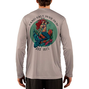 SAND.SALT.SURF.SUN. Redhead Mermaid Men's UPF 50+ UV Sun Protection Performance Long Sleeve T-Shirt