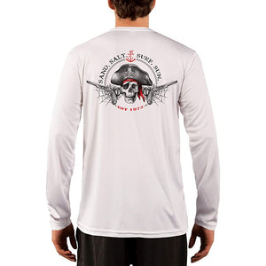 SAND.SALT.SURF.SUN. Vintage Pirate Men's UPF 50+ UV Sun Protection Performance Long Sleeve T-Shirt
