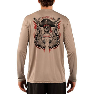 SAND.SALT.SURF.SUN. Pirate Life with Sharks Men's UPF 50+ UV Sun Protection Performance Long Sleeve T-Shirt