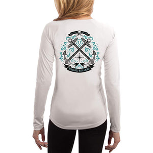 SAND.SALT.SURF.SUN. Sailing Anchor Blue Nassau Women's UPF 50+ UV Sun Protection Performance Long Sleeve T-Shirt