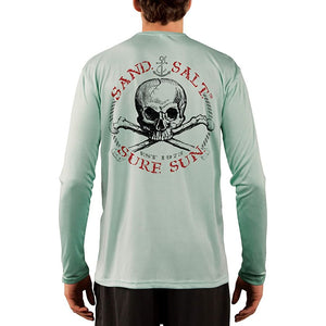 SAND.SALT.SURF.SUN. Red Skull Men's UPF 50+ UV Sun Protection Performance Long Sleeve T-Shirt