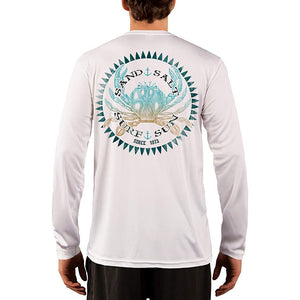 SAND.SALT.SURF.SUN. Vintage Crab Men's UPF 50+ UV Sun Protection Performance Long Sleeve T-Shirt