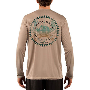 SAND.SALT.SURF.SUN. Vintage Crab Men's UPF 50+ UV Sun Protection Performance Long Sleeve T-Shirt