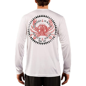 SAND.SALT.SURF.SUN. Vintage Crab Men's UPF 50+ UV Sun Protection Performance Long Sleeve T-Shirt