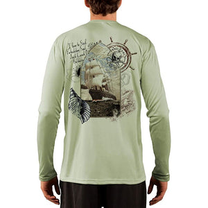 SAND.SALT.SURF.SUN. Forbidden Ship Men's UPF 50+ UV Sun Protection Performance Long Sleeve T-Shirt