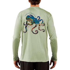 SAND.SALT.SURF.SUN. Coral Octopus Men's UPF 50+ UV Sun Protection Performance Long Sleeve T-Shirt
